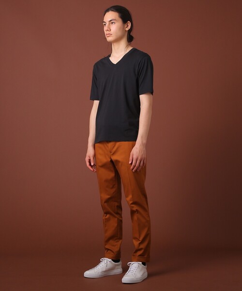 DRESSTERIOR（ドレステリア）の「◆天竺オーガニックコットン（綿）VネックTシャツ（Tシャツ/カットソー・メンズ・ホワイト/ブラック・90/91/92）」の5枚目の写真