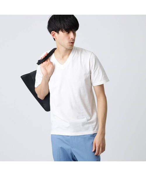 DRESSTERIOR（ドレステリア）の「◆天竺オーガニックコットン（綿）VネックTシャツ（Tシャツ/カットソー・メンズ・ホワイト/ブラック・90/91/92）」の3枚目の写真