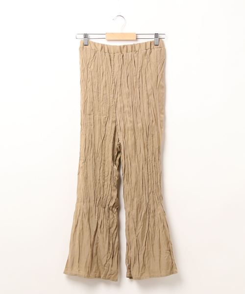 STYLEBLOCK(スタイルブロック)の「シアー素材ツイルワッシャープリーツパンツ(その他パンツ・レディース・ブルー/ターコイズブルー/ベージュ/パープル/ライトグレー/マスタード・M)」の2枚目の写真