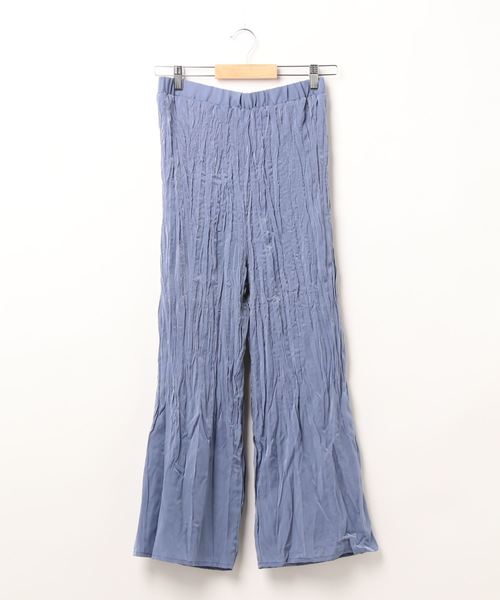 STYLEBLOCK(スタイルブロック)の「シアー素材ツイルワッシャープリーツパンツ(その他パンツ・レディース・ブルー/ターコイズブルー/ベージュ/パープル/ライトグレー/マスタード・M)」の4枚目の写真
