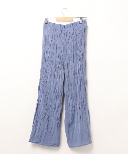 STYLEBLOCK(スタイルブロック)の「シアー素材ツイルワッシャープリーツパンツ(その他パンツ・レディース・ブルー/ターコイズブルー/ベージュ/パープル/ライトグレー/マスタード・M)」の7枚目の写真