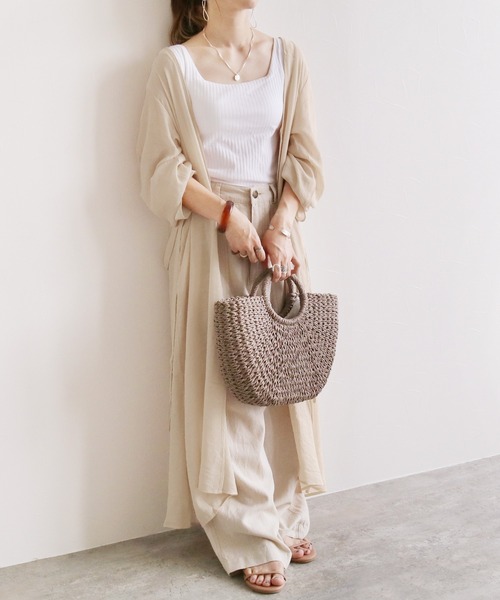 reca（レカ）の「スラブガーゼロングカーディガン（カーディガン/ボレロ・レディース・ブラック/ベージュ/アイボリー/グリーン系その他・M/L）」の2枚目の写真