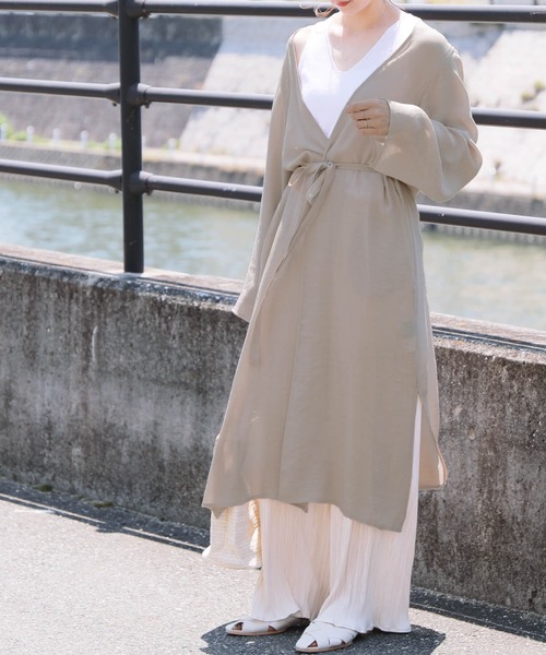 reca（レカ）の「スラブガーゼロングカーディガン（カーディガン/ボレロ・レディース・ブラック/ベージュ/アイボリー/グリーン系その他・M/L）」の5枚目の写真