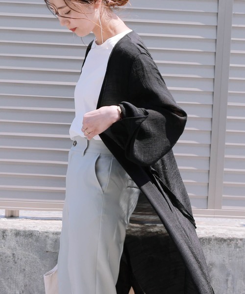 reca（レカ）の「スラブガーゼロングカーディガン（カーディガン/ボレロ・レディース・ブラック/ベージュ/アイボリー/グリーン系その他・M/L）」の11枚目の写真