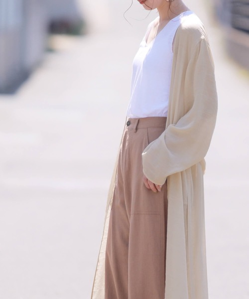 reca（レカ）の「スラブガーゼロングカーディガン（カーディガン/ボレロ・レディース・ブラック/ベージュ/アイボリー/グリーン系その他・M/L）」の13枚目の写真