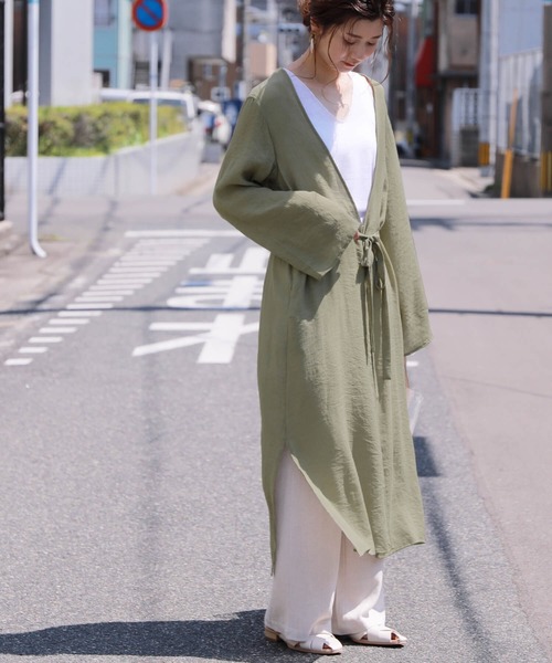 reca（レカ）の「スラブガーゼロングカーディガン（カーディガン/ボレロ・レディース・ブラック/ベージュ/アイボリー/グリーン系その他・M/L）」の14枚目の写真