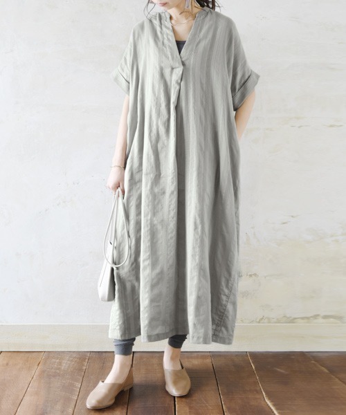 and it_（アンドイット）の「コットンドビースキッパーワンピース（ワンピース・レディース・グレー/グリーン/ブラック/アイボリー/ブラウン・M/L）」の4枚目の写真