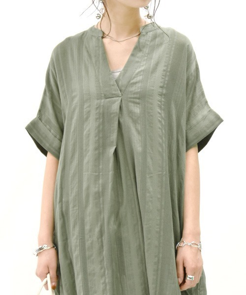 and it_（アンドイット）の「コットンドビースキッパーワンピース（ワンピース・レディース・グレー/グリーン/ブラック/アイボリー/ブラウン・M/L）」の9枚目の写真