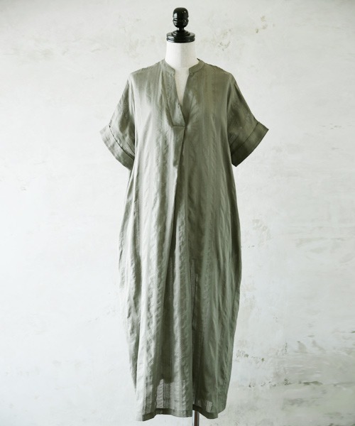 and it_（アンドイット）の「コットンドビースキッパーワンピース（ワンピース・レディース・グレー/グリーン/ブラック/アイボリー/ブラウン・M/L）」の7枚目の写真