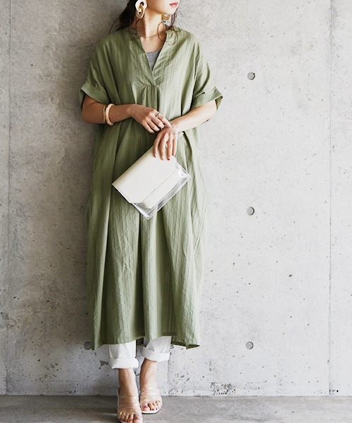 and it_（アンドイット）の「コットンドビースキッパーワンピース（ワンピース・レディース・グレー/グリーン/ブラック/アイボリー/ブラウン・M/L）」の17枚目の写真