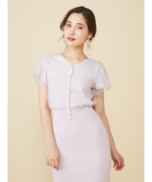 ROYAL PARTY(ロイヤルパーティー)の「チュール重ねトップス(Tシャツ/カットソー・レディース・ベージュ/パープル/オフホワイト・FREE)」の3枚目の写真