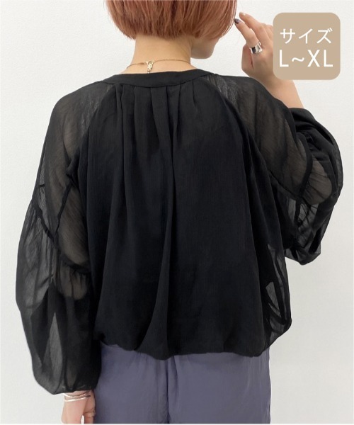 apres jour mignon(アプレジュールミニョン)の「【大きいサイズ】シアーチャイナブラウス【ZOZOTOWN限定アイテム】(シャツ/ブラウス・レディース・ブラック/ダークブラウン/ベージュ・X-LARGE)」の7枚目の写真