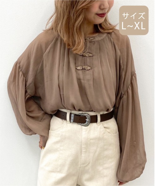 apres jour mignon(アプレジュールミニョン)の「【大きいサイズ】シアーチャイナブラウス【ZOZOTOWN限定アイテム】(シャツ/ブラウス・レディース・ブラック/ダークブラウン/ベージュ・X-LARGE)」の18枚目の写真