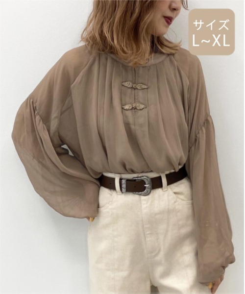 apres jour mignon(アプレジュールミニョン)の「【大きいサイズ】シアーチャイナブラウス【ZOZOTOWN限定アイテム】(シャツ/ブラウス・レディース・ブラック/ダークブラウン/ベージュ・X-LARGE)」の19枚目の写真