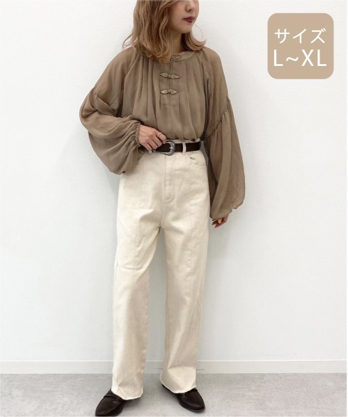 apres jour mignon(アプレジュールミニョン)の「【大きいサイズ】シアーチャイナブラウス【ZOZOTOWN限定アイテム】(シャツ/ブラウス・レディース・ブラック/ダークブラウン/ベージュ・X-LARGE)」の21枚目の写真