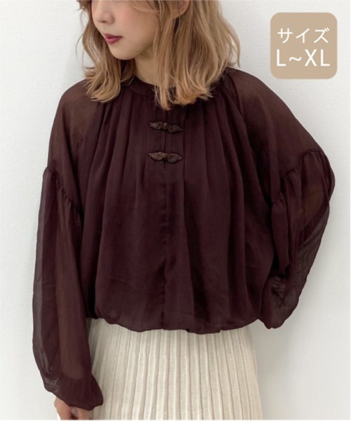 apres jour mignon(アプレジュールミニョン)の「【大きいサイズ】シアーチャイナブラウス【ZOZOTOWN限定アイテム】(シャツ/ブラウス・レディース・ブラック/ダークブラウン/ベージュ・X-LARGE)」の11枚目の写真