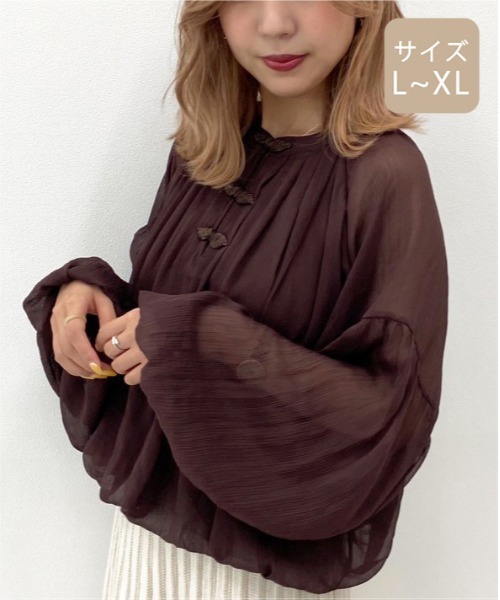apres jour mignon(アプレジュールミニョン)の「【大きいサイズ】シアーチャイナブラウス【ZOZOTOWN限定アイテム】(シャツ/ブラウス・レディース・ブラック/ダークブラウン/ベージュ・X-LARGE)」の12枚目の写真
