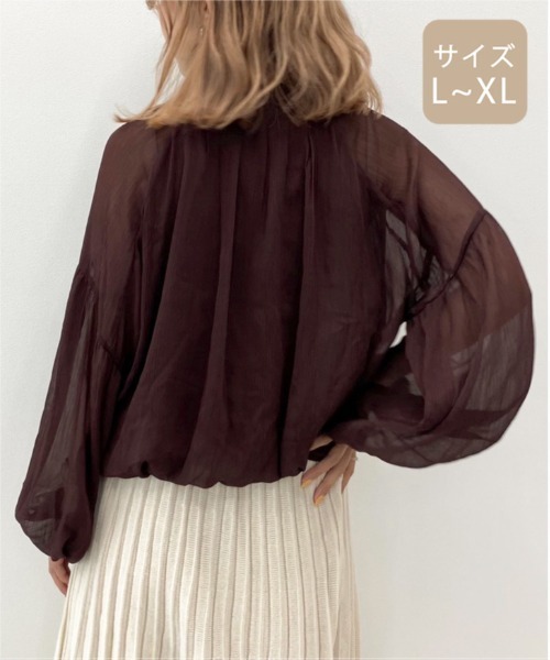 apres jour mignon(アプレジュールミニョン)の「【大きいサイズ】シアーチャイナブラウス【ZOZOTOWN限定アイテム】(シャツ/ブラウス・レディース・ブラック/ダークブラウン/ベージュ・X-LARGE)」の13枚目の写真