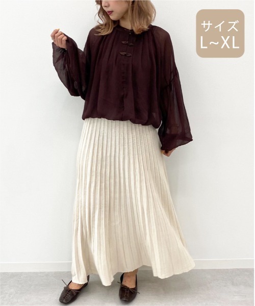 apres jour mignon(アプレジュールミニョン)の「【大きいサイズ】シアーチャイナブラウス【ZOZOTOWN限定アイテム】(シャツ/ブラウス・レディース・ブラック/ダークブラウン/ベージュ・X-LARGE)」の14枚目の写真