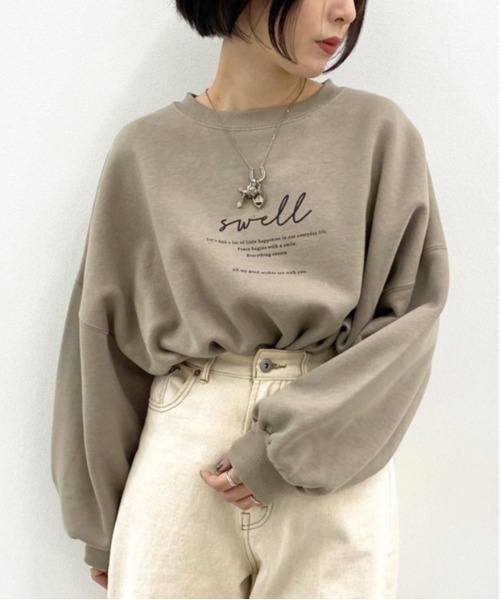 apres jour mignon(アプレジュールミニョン)の「アソートプリント袖ボリュームスウェット【ZOZOTOWN限定アイテム】(スウェット・レディース・ベージュ/その他/ブラウン系その他/グレイッシュベージュ/パープル/クリーム/ダークブルー/ダークブラウン/アイボリー/ブラック系その他/ライトベージュ/ブラック/カーキ/モカ/パープル系その他/ブルー系その他・フリー/X-LARGE)」の11枚目の写真