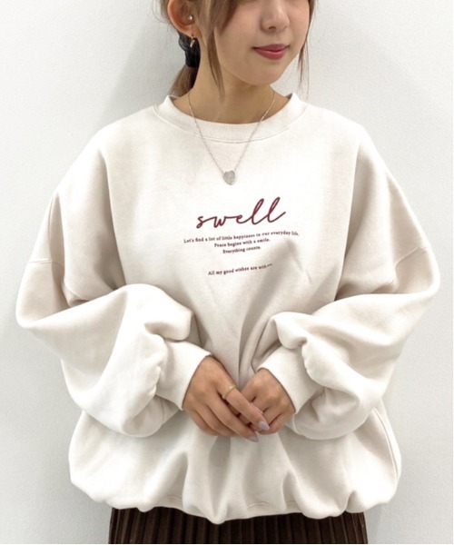 apres jour mignon(アプレジュールミニョン)の「アソートプリント袖ボリュームスウェット【ZOZOTOWN限定アイテム】(スウェット・レディース・ベージュ/その他/ブラウン系その他/グレイッシュベージュ/パープル/クリーム/ダークブルー/ダークブラウン/アイボリー/ブラック系その他/ライトベージュ/ブラック/カーキ/モカ/パープル系その他/ブルー系その他・フリー/X-LARGE)」の18枚目の写真