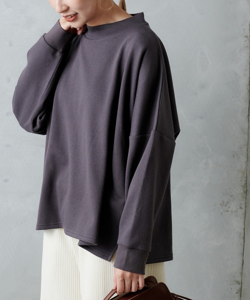 PUAL CE CIN(ピュアルセシン)の「モックネックプルオーバー(Tシャツ/カットソー・レディース・アイボリー/チャコール/ベージュ/グレイッシュベージュ・FREE)」の3枚目の写真