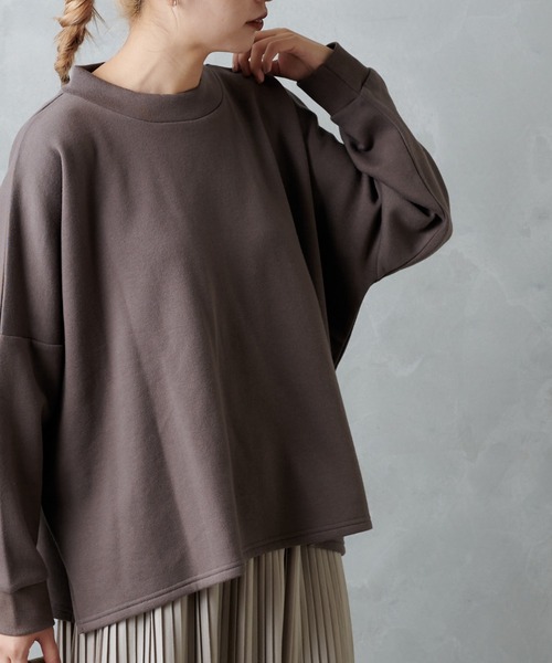 PUAL CE CIN(ピュアルセシン)の「モックネックプルオーバー(Tシャツ/カットソー・レディース・アイボリー/チャコール/ベージュ/グレイッシュベージュ・FREE)」の6枚目の写真