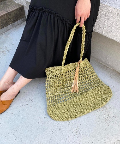 【セール】タッセル付きマルシェバッグ（かごバッグ）｜U（ユー）