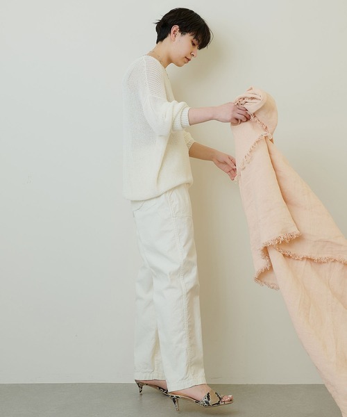 Whim Gazette(ウィムガゼット)の「片畦ローゲージプルオーバー(ニット/セーター・レディース・ブラウン/オフホワイト/ライトベージュ・FREE)」の20枚目の写真