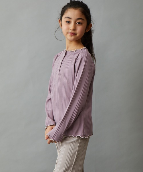 &yam(アンドヤム)の「ランダムリブ2ウェイプルオーバー(Tシャツ/カットソー・キッズ・ブラック/グリーン系その他2/オレンジ/ベージュ/グレー/パープル/ホワイト/グリーン系その他・110-120cm/140-150cm/120-130cm/130-140cm/150-160cm)」の1枚目の写真