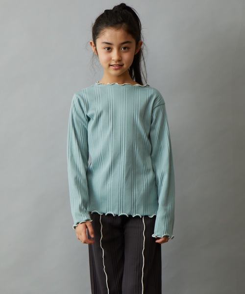 &yam(アンドヤム)の「ランダムリブ2ウェイプルオーバー(Tシャツ/カットソー・キッズ・ブラック/グリーン系その他2/オレンジ/ベージュ/グレー/パープル/ホワイト/グリーン系その他・110-120cm/140-150cm/120-130cm/130-140cm/150-160cm)」の18枚目の写真