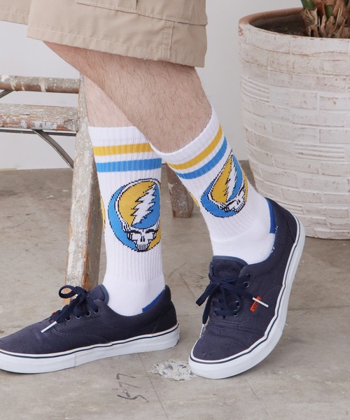 ZENITH（ゼニス）の「ZENITH/ゼニス × GRATEFUL DEAD/グレイトフルデッド STEAL YOUR FACE SOCKS ロングソックス ロック（ソックス/靴下・メンズ・イエロー/ブルー/ブラック×ブルー/ネイビー系1/グレー系1/ホワイト系1/レッド系1/パープル系1/イエロー系1・ONE SIZE）」の2枚目の写真