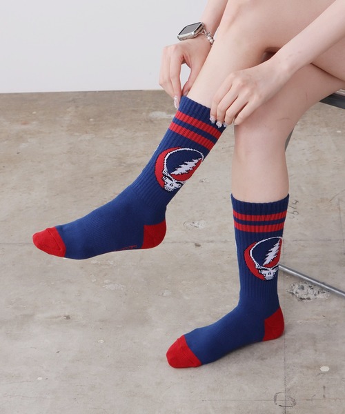 ZENITH（ゼニス）の「ZENITH/ゼニス × GRATEFUL DEAD/グレイトフルデッド STEAL YOUR FACE SOCKS ロングソックス ロック（ソックス/靴下・メンズ・イエロー/ブルー/ブラック×ブルー/ネイビー系1/グレー系1/ホワイト系1/レッド系1/パープル系1/イエロー系1・ONE SIZE）」の5枚目の写真
