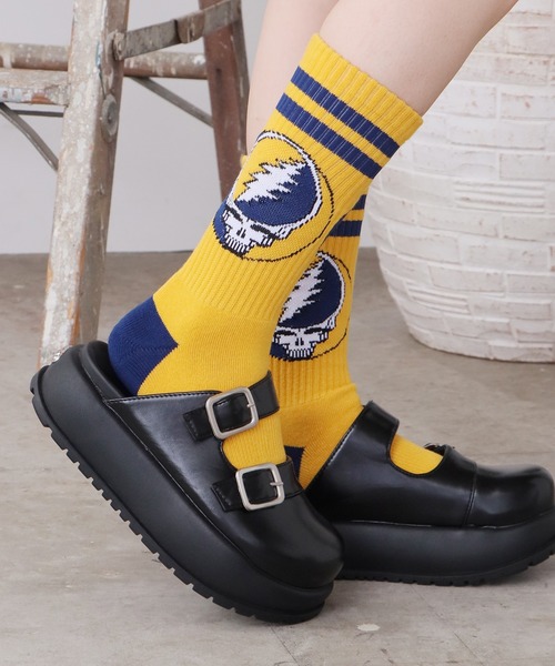 ZENITH（ゼニス）の「ZENITH/ゼニス × GRATEFUL DEAD/グレイトフルデッド STEAL YOUR FACE SOCKS ロングソックス ロック（ソックス/靴下・メンズ・イエロー/ブルー/ブラック×ブルー/ネイビー系1/グレー系1/ホワイト系1/レッド系1/パープル系1/イエロー系1・ONE SIZE）」の8枚目の写真