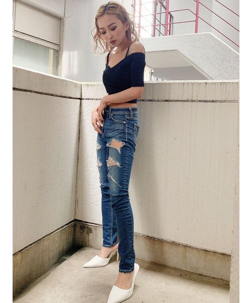 GYDA（ジェイダ）の「M/W Many rippedスキニーデニムパンツ（デニムパンツ・レディース・ブルー/ライトブルー・X-SMALL/SMALL/MEDIUM）」の9枚目の写真