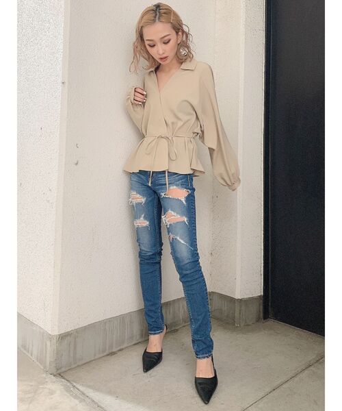 GYDA（ジェイダ）の「M/W Many rippedスキニーデニムパンツ（デニムパンツ・レディース・ブルー/ライトブルー・X-SMALL/SMALL/MEDIUM）」の7枚目の写真