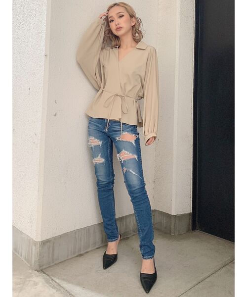 GYDA（ジェイダ）の「M/W Many rippedスキニーデニムパンツ（デニムパンツ・レディース・ブルー/ライトブルー・X-SMALL/SMALL/MEDIUM）」の12枚目の写真