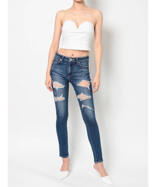 GYDA（ジェイダ）の「M/W Many rippedスキニーデニムパンツ（デニムパンツ・レディース・ブルー/ライトブルー・X-SMALL/SMALL/MEDIUM）」の11枚目の写真