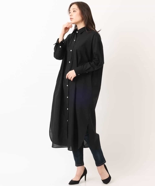 MK MICHEL KLEIN(エムケーミッシェルクラン)の「【洗える】マキシ丈シャツワンピース(シャツワンピース・レディース・ベージュ/ブラック・38)」の12枚目の写真