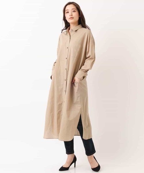 MK MICHEL KLEIN(エムケーミッシェルクラン)の「【洗える】マキシ丈シャツワンピース(シャツワンピース・レディース・ベージュ/ブラック・38)」の17枚目の写真