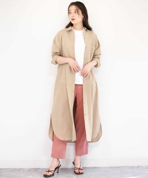 MK MICHEL KLEIN(エムケーミッシェルクラン)の「【洗える】マキシ丈シャツワンピース(シャツワンピース・レディース・ベージュ/ブラック・38)」の6枚目の写真