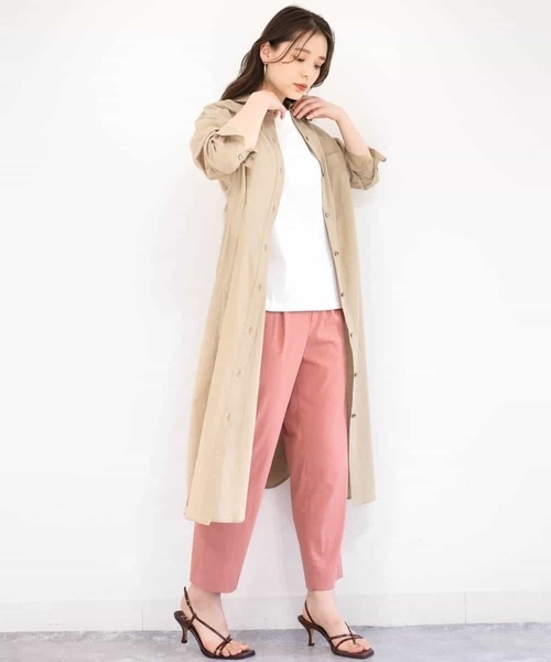 MK MICHEL KLEIN(エムケーミッシェルクラン)の「【洗える】マキシ丈シャツワンピース(シャツワンピース・レディース・ベージュ/ブラック・38)」の4枚目の写真