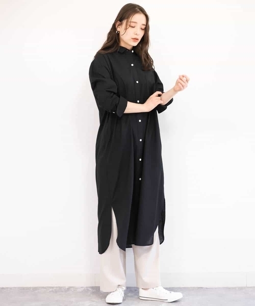 MK MICHEL KLEIN(エムケーミッシェルクラン)の「【洗える】マキシ丈シャツワンピース(シャツワンピース・レディース・ベージュ/ブラック・38)」の19枚目の写真