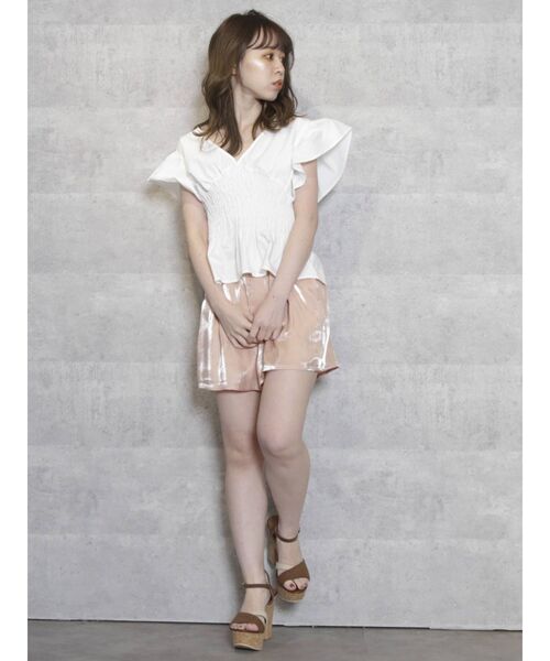 dazzlin（ダズリン）の「レザーライクリボンショートパンツ（その他パンツ・レディース・アイボリー/オレンジ/グリーン/パープル/ブラウン/ベージュ・SMALL/MEDIUM）」の12枚目の写真