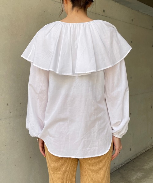 CAPRICIEUX LE'MAGE(カプリシューレマージュ)の「フリル襟シャツ(シャツ/ブラウス・レディース・ホワイト/ブラック/ホワイト系その他2/ブラック系その他2・FREE)」の5枚目の写真