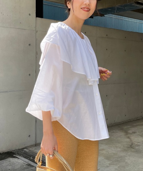 CAPRICIEUX LE'MAGE(カプリシューレマージュ)の「フリル襟シャツ(シャツ/ブラウス・レディース・ホワイト/ブラック/ホワイト系その他2/ブラック系その他2・FREE)」の14枚目の写真