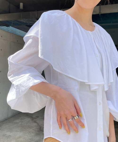 CAPRICIEUX LE'MAGE(カプリシューレマージュ)の「フリル襟シャツ(シャツ/ブラウス・レディース・ホワイト/ブラック/ホワイト系その他2/ブラック系その他2・FREE)」の12枚目の写真