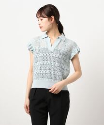 【新品タグ付き】ANAYI アナイ バルファスレースポロ サマーニット フリル 新品タグ付き】ANAYI アナイ バルファスレースポロ サマーニット