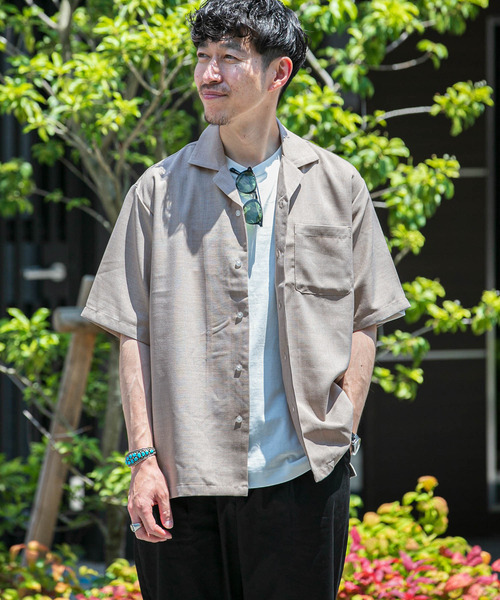 ITEMS URBANRESEARCH（アイテムズ アーバンリサーチ）の「エステルトロ オープンカラー半袖シャツ（シャツ/ブラウス・メンズ・ラベンダー/グレー/ベージュ/チャコールグレー・MEDIUM/LARGE）」の7枚目の写真
