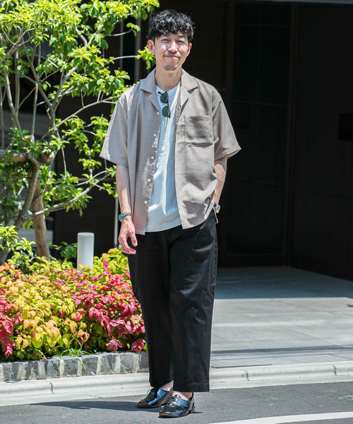 ITEMS URBANRESEARCH（アイテムズ アーバンリサーチ）の「エステルトロ オープンカラー半袖シャツ（シャツ/ブラウス・メンズ・ラベンダー/グレー/ベージュ/チャコールグレー・MEDIUM/LARGE）」の8枚目の写真